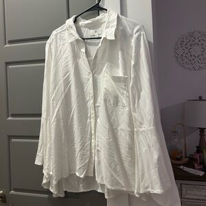 BP White Bell Sleeve Collared Shirt